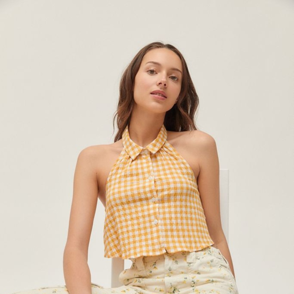 Urban Renewal Yellow Gingham Halter Top - XS